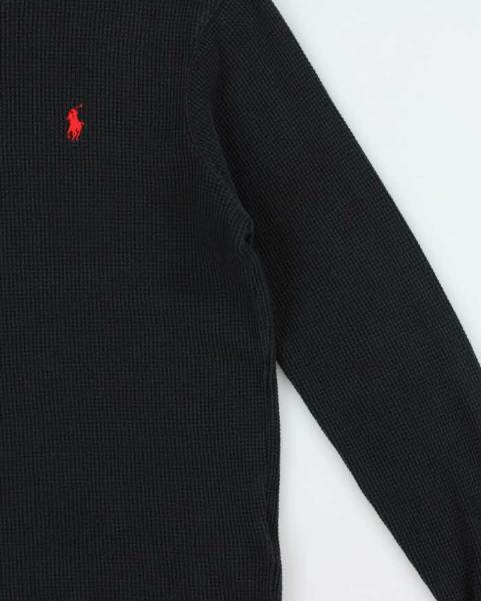Vintage Polo Ralph Lauren Black Long Sleeve Waffle T-Shirt - L