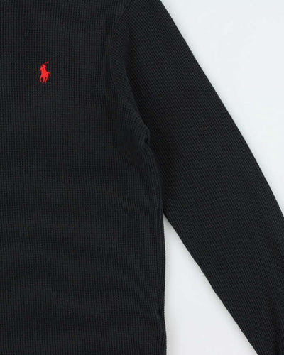 Vintage Polo Ralph Lauren Black Long Sleeve Waffle T-Shirt - L