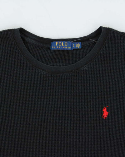 Vintage Polo Ralph Lauren Black Long Sleeve Waffle T-Shirt - L