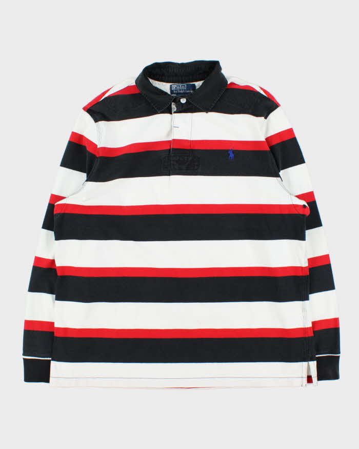 Vintage 00s Polo Ralph Lauren Striped Long Sleeve Rugby Shirt - L