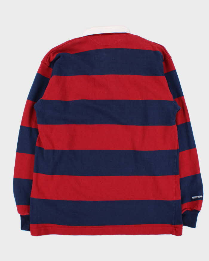 Vintage 1990s Barbarian Striped Heavyweight Cotton Long Sleeve Rugby Shirt - XXL