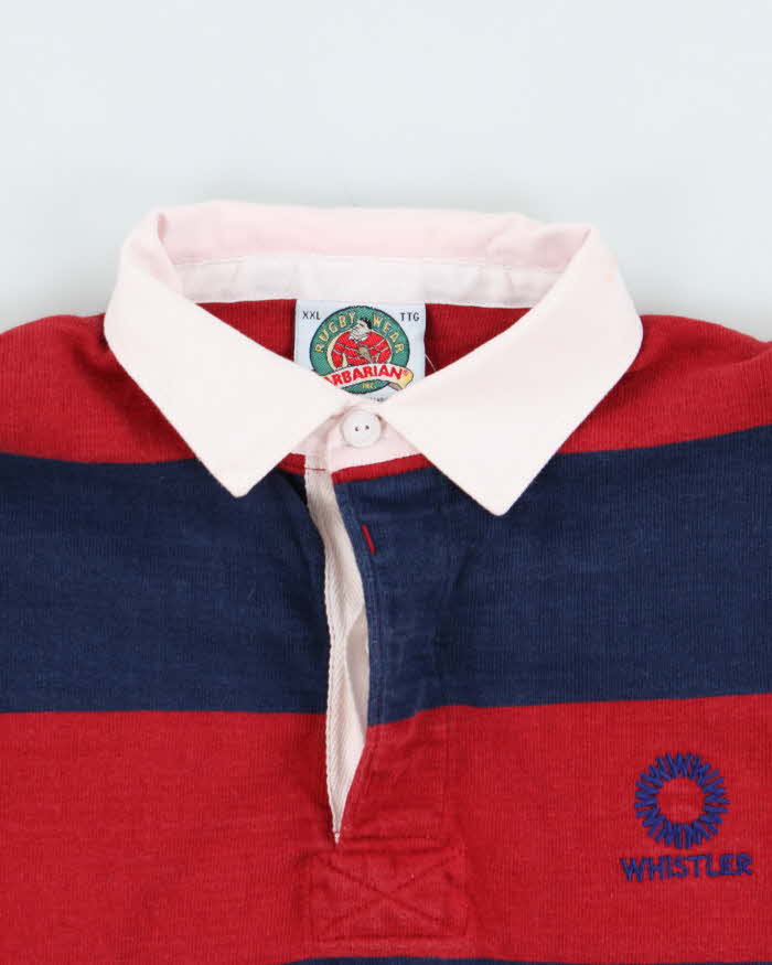 Vintage 1990s Barbarian Striped Heavyweight Cotton Long Sleeve Rugby Shirt - XXL