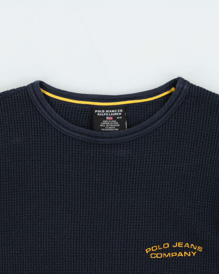 Vintage Y2K 00s Polo Jeans Ralph Lauren Long Sleeve Waffle Knit T-Shirt - M