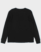 Vintage Y2K 00s Gothic Print Long Sleeve Waffle Knit T-Shirt - L