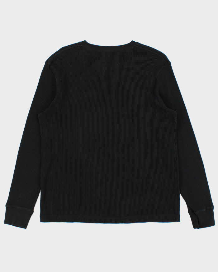 Vintage Y2K 00s Gothic Print Long Sleeve Waffle Knit T-Shirt - L