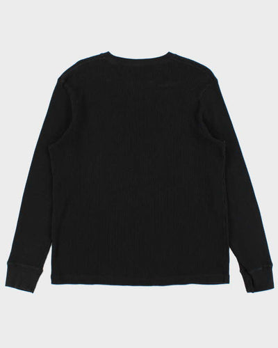 Vintage Y2K 00s Gothic Print Long Sleeve Waffle Knit T-Shirt - L