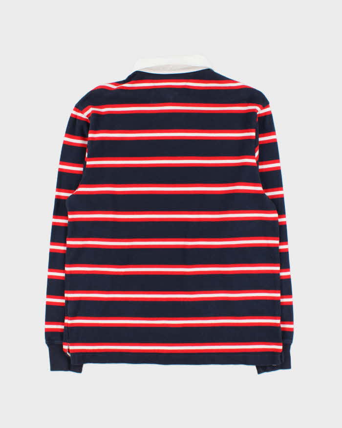 Vintage Tommy Hilfiger Striped Embroidered Cotton Long Sleeve Oversized Rugby Shirt - M