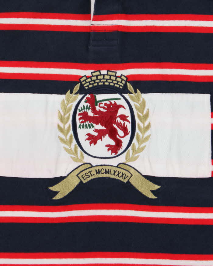 Vintage Tommy Hilfiger Striped Embroidered Cotton Long Sleeve Oversized Rugby Shirt - M