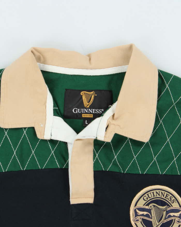 Vintage Guinness Striped Cotton Long Sleeve Oversized Rugby Shirt - L