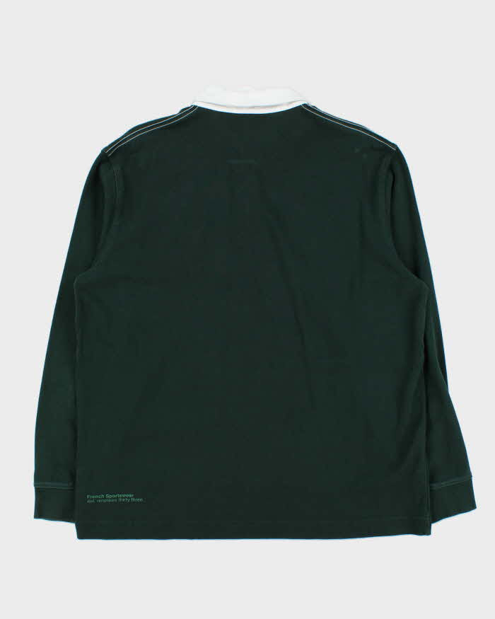 Vintage Lacoste Spell Out Striped Long Sleeve Rugby Shirt - L