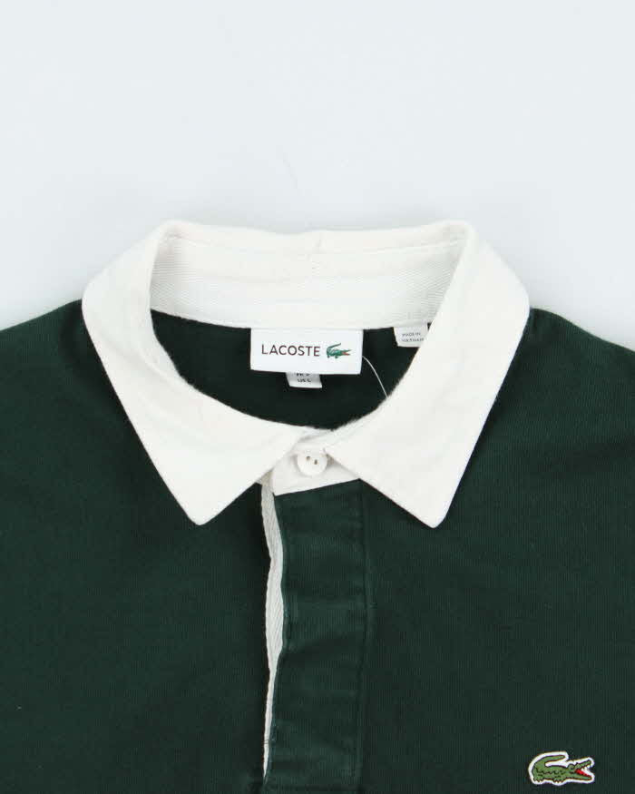 Vintage Lacoste Spell Out Striped Long Sleeve Rugby Shirt - L