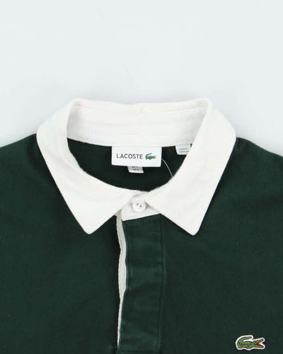 Vintage Lacoste Spell Out Striped Long Sleeve Rugby Shirt - L