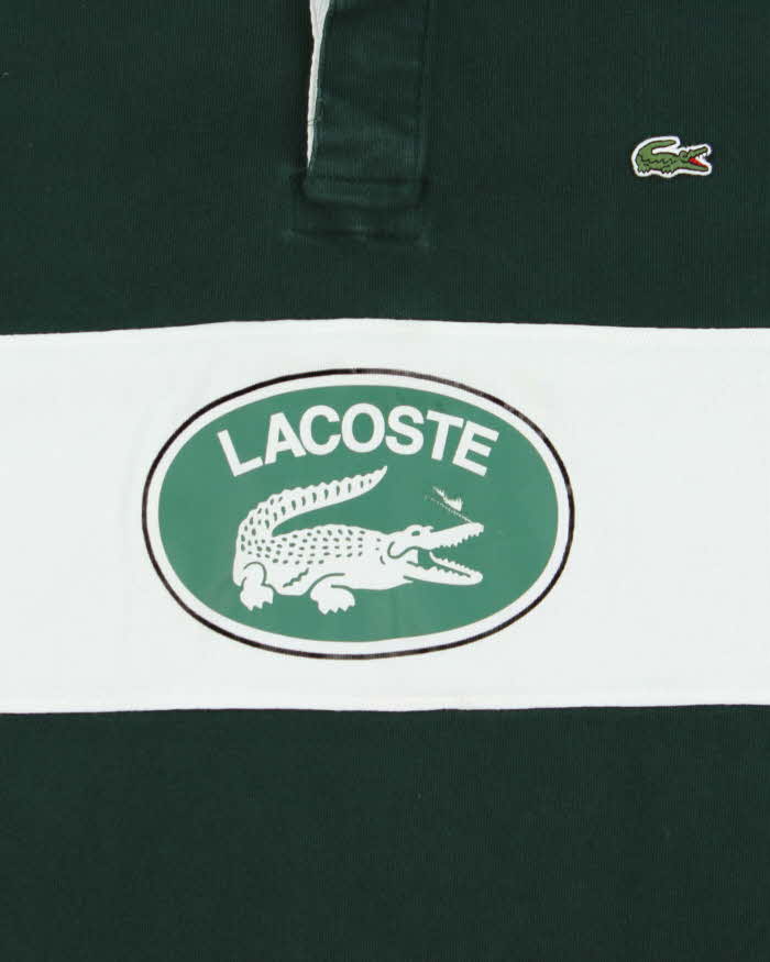 Vintage Lacoste Spell Out Striped Long Sleeve Rugby Shirt - L
