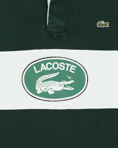 Vintage Lacoste Spell Out Striped Long Sleeve Rugby Shirt - L