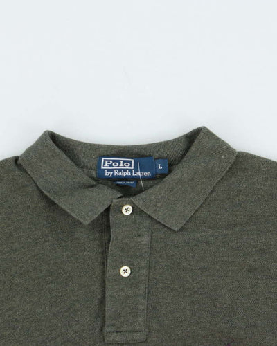 DS Vintage 00s Polo Ralph Lauren Khaki Long Sleeve Polo Shirt - L