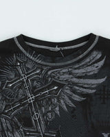 Vintage Y2K 00s Gothic Long Sleeve Waffle Knit T-Shirt - L