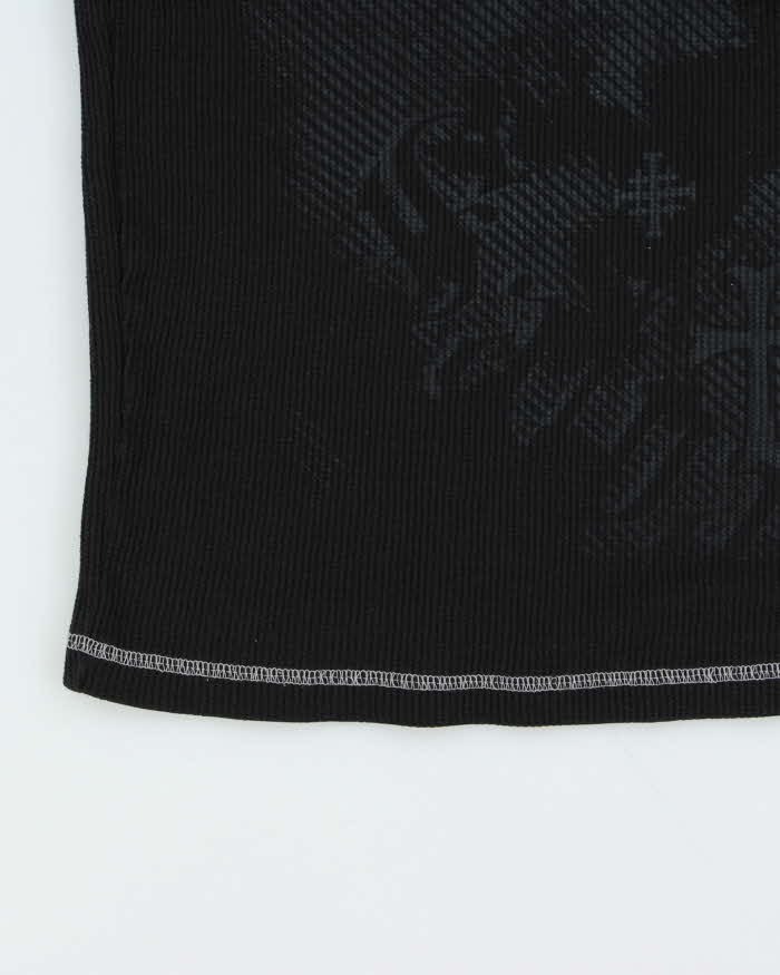 Vintage Y2K 00s Gothic Long Sleeve Waffle Knit T-Shirt - L