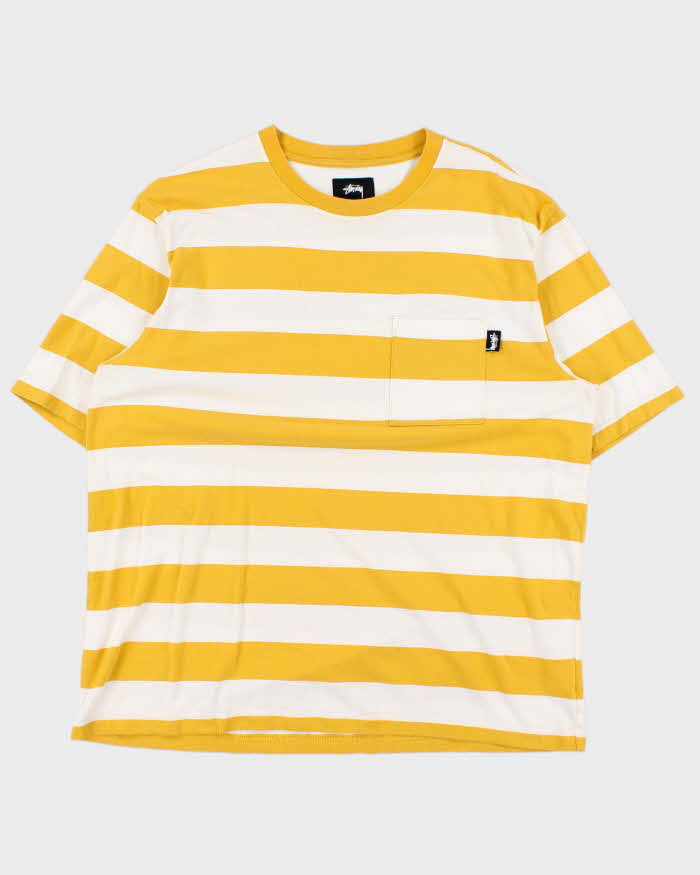 Vintage Stussy Stripe Short Sleeve T-shirt - XL