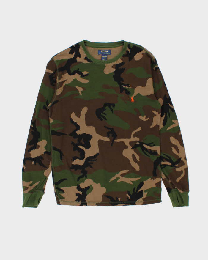 Vintage Polo Ralph Lauren Camo Long Sleeve Waffle T-Shirt - M