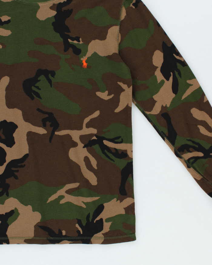 Vintage Polo Ralph Lauren Camo Long Sleeve Waffle T-Shirt - M