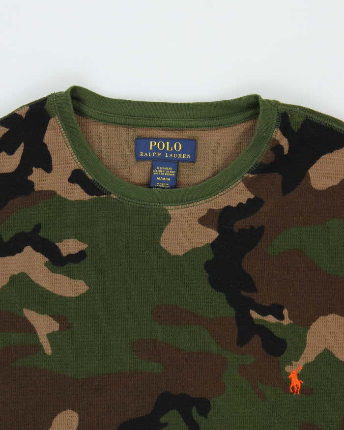 Vintage Polo Ralph Lauren Camo Long Sleeve Waffle T-Shirt - M