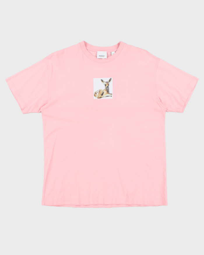 Burberry 2019 Fawn Collection Baby Pink Crewneck Oversized T-Shirt - XS