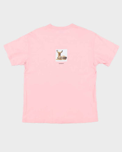 Burberry 2019 Fawn Collection Baby Pink Crewneck Oversized T-Shirt - XS