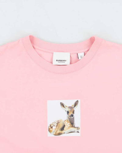 Burberry 2019 Fawn Collection Baby Pink Crewneck Oversized T-Shirt - XS