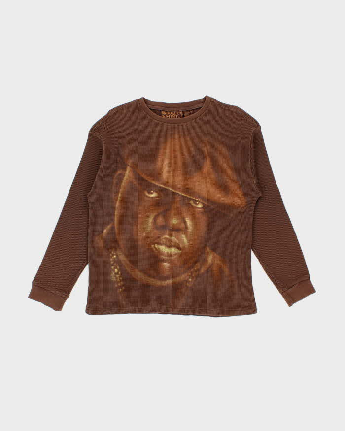 Vintage 2005 Brooklyn Mint Biggie Smalls Notorious Graphic Long Sleeve Waffle Knit T-Shirt -L