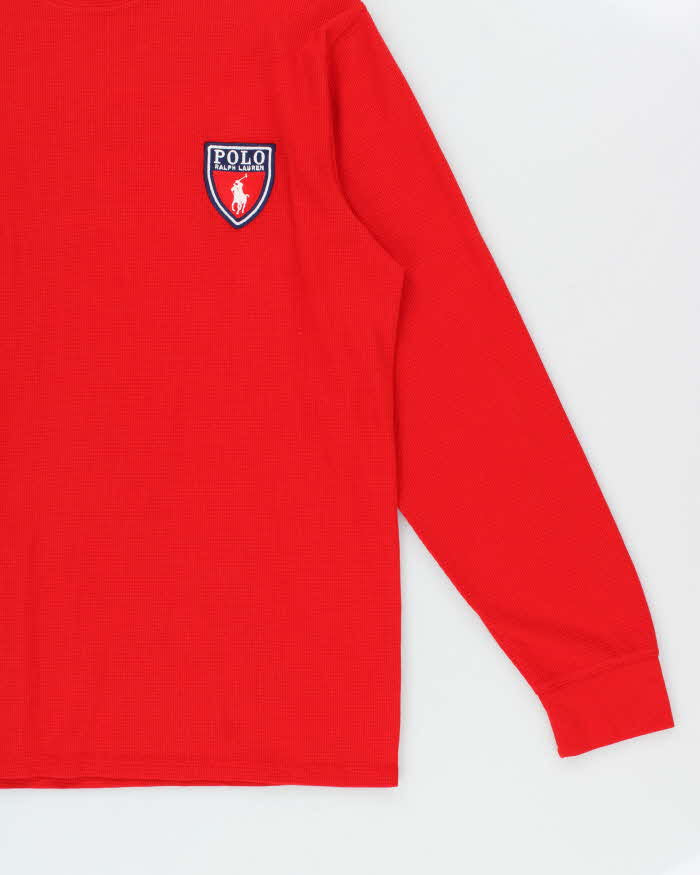 Vintage Polo Ralph Lauren Embroidered Shield Long Sleeve Waffle T-Shirt - XL