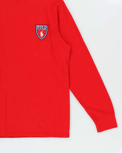 Vintage Polo Ralph Lauren Embroidered Shield Long Sleeve Waffle T-Shirt - XL