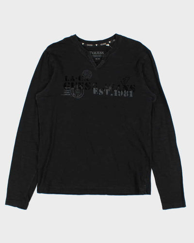 Vintage Y2K 00s Guess Jeans V-Neck Long Sleeve T-Shirt - M