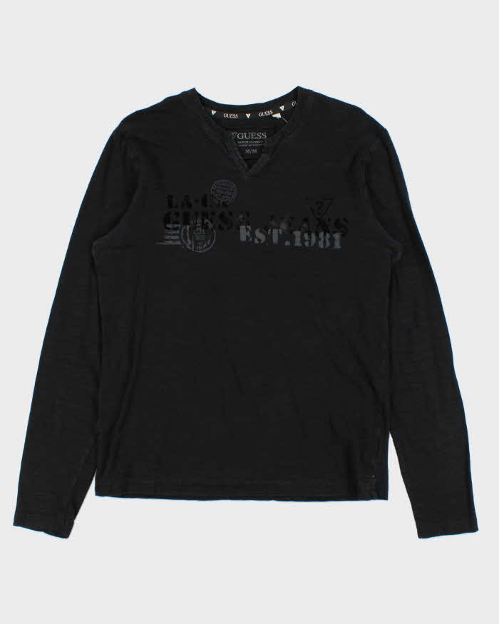 Vintage Y2K 00s Guess Jeans V-Neck Long Sleeve T-Shirt - M