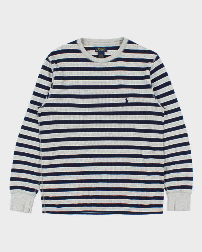Vintage Ralph Lauren Stripe Waffle Long Sleeve T-shirt - L
