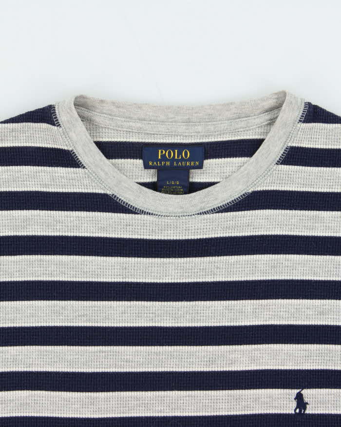 Vintage Ralph Lauren Stripe Waffle Long Sleeve T-shirt - L
