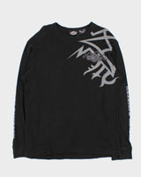 Vintage Y2K 00s Harley Davidson Graphic Long Sleeve Waffle T-Shirt - L