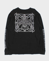 Vintage Y2K 00s Harley Davidson Graphic Long Sleeve Waffle T-Shirt - L