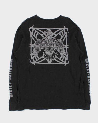 Vintage Y2K 00s Harley Davidson Graphic Long Sleeve Waffle T-Shirt - L