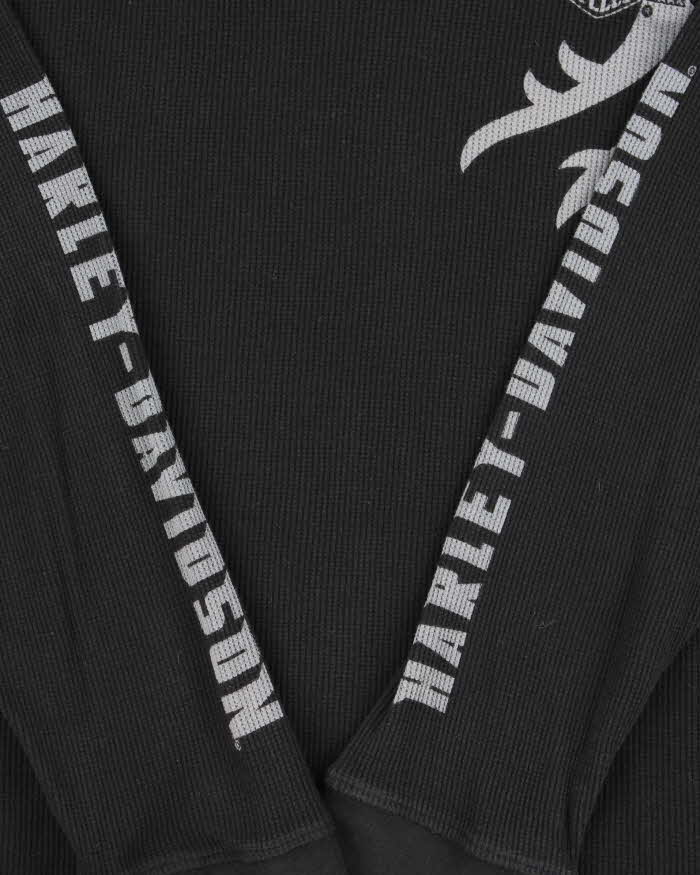 Vintage Y2K 00s Harley Davidson Graphic Long Sleeve Waffle T-Shirt - L