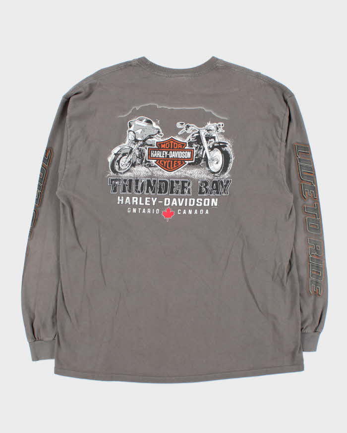 Vintage Harley Davidson Thunder Bay Graphic Long Sleeve T-Shirt - XL