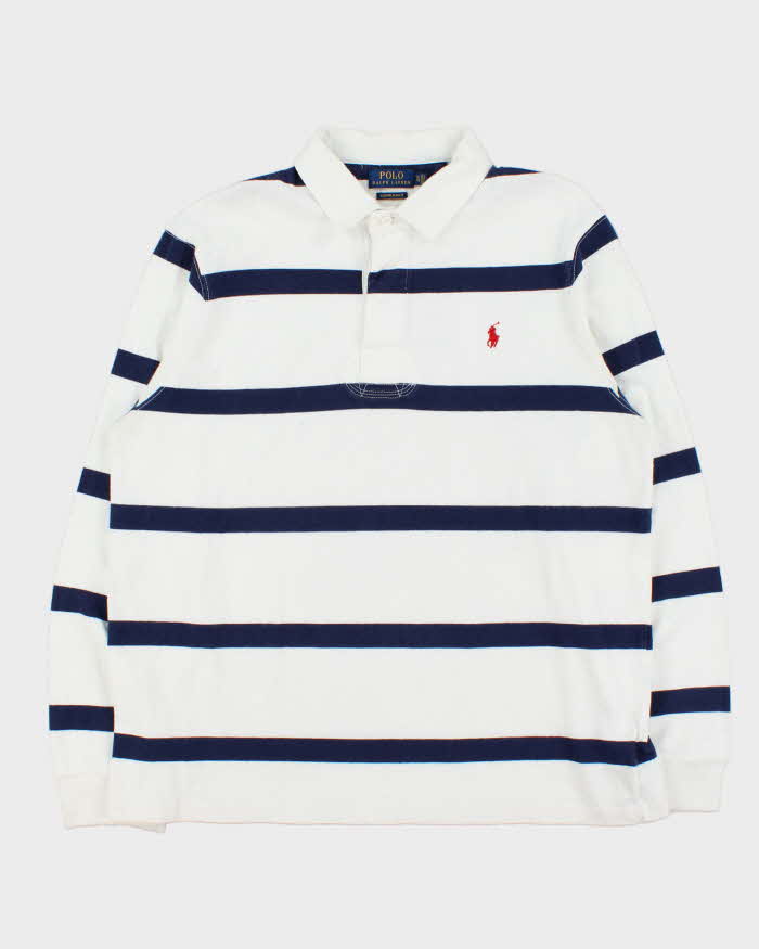 Vintage Polo Ralph Lauren Striped Custom Slim Fit Rugby Shirt - XL