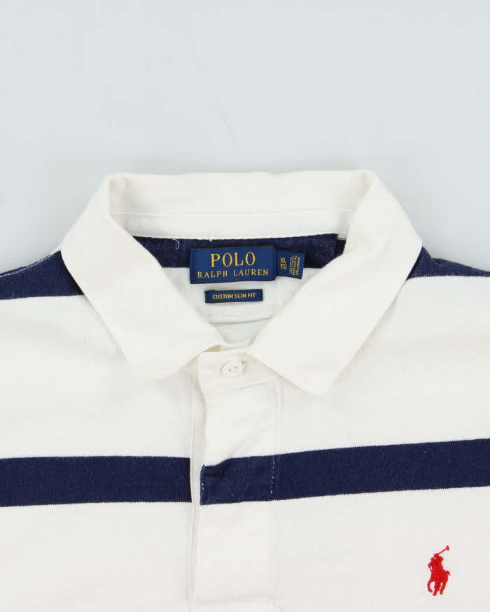 Vintage Polo Ralph Lauren Striped Custom Slim Fit Rugby Shirt - XL
