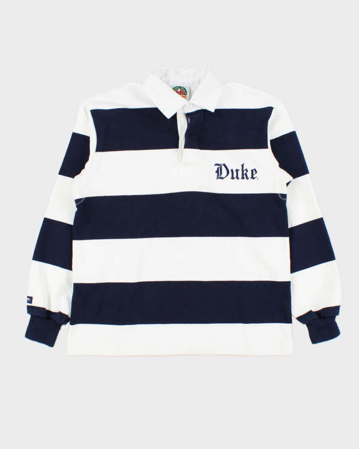 Vintage 1990s Barbarian Duke Striped Long Sleeve Rugby Shirt - S