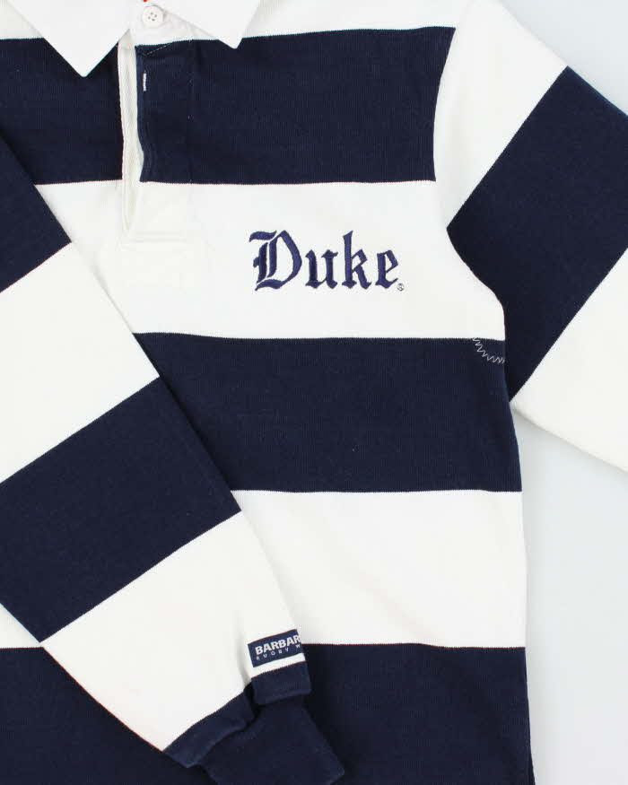 Vintage 1990s Barbarian Duke Striped Long Sleeve Rugby Shirt - S