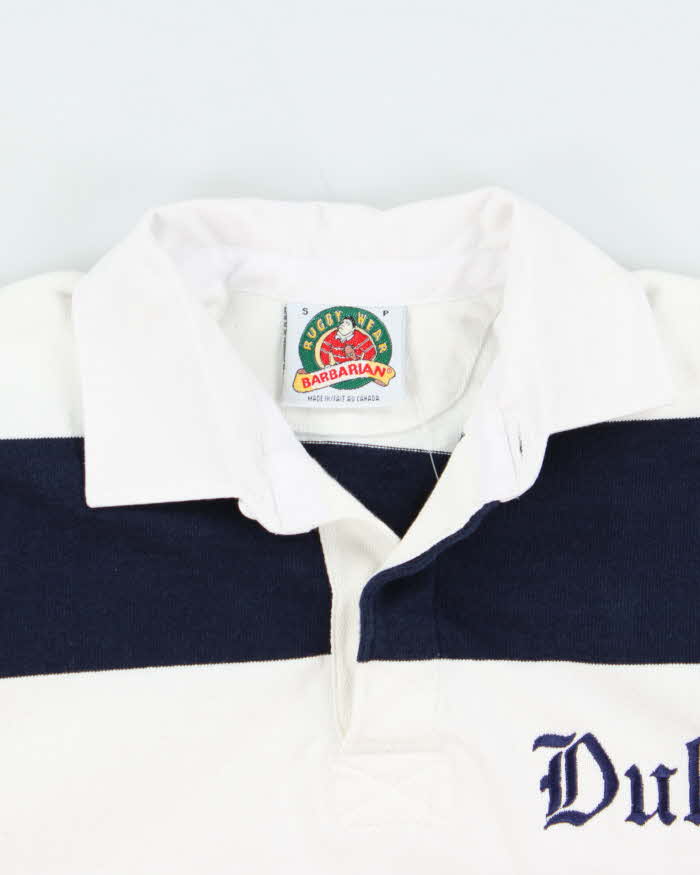 Vintage 1990s Barbarian Duke Striped Long Sleeve Rugby Shirt - S