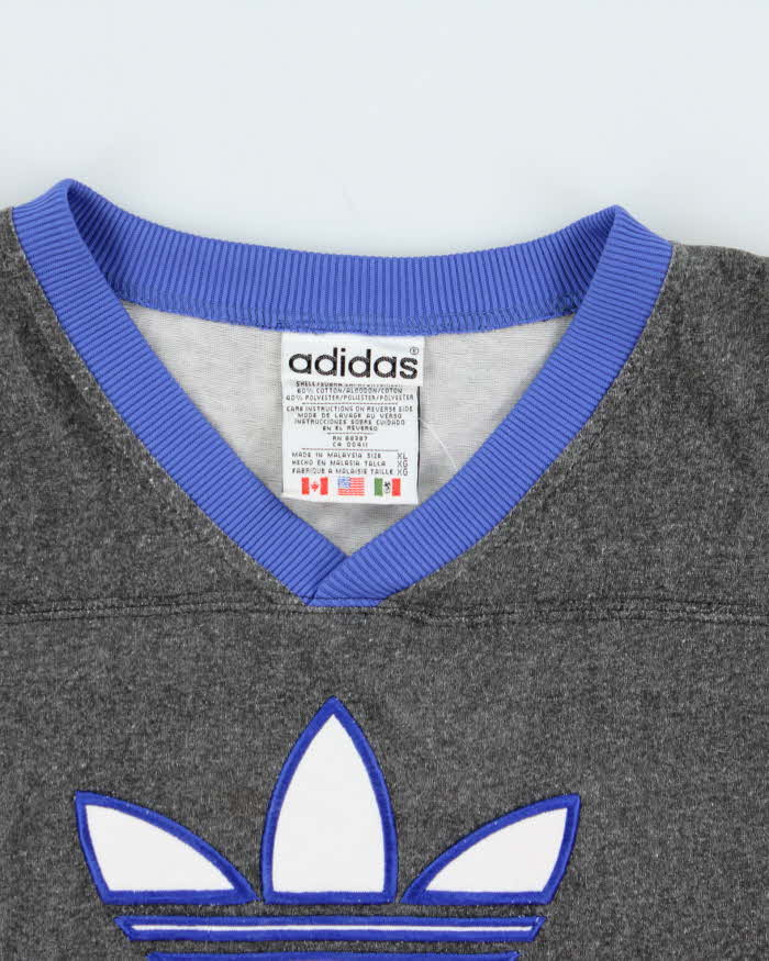 Vintage 1990s Adidas Originals Embroidered Trefoil 3/4 Sleeve T-Shirt - XL