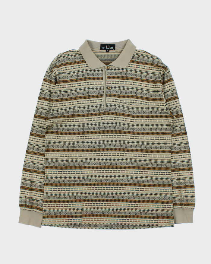 Vintage 1990s Dunhill Patterned Long Sleeve Polo - M