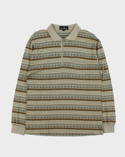 Vintage 1990s Dunhill Patterned Long Sleeve Polo - M