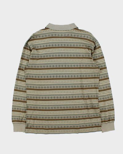 Vintage 1990s Dunhill Patterned Long Sleeve Polo - M