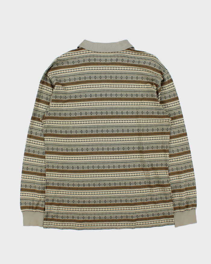 Vintage 1990s Dunhill Patterned Long Sleeve Polo - M